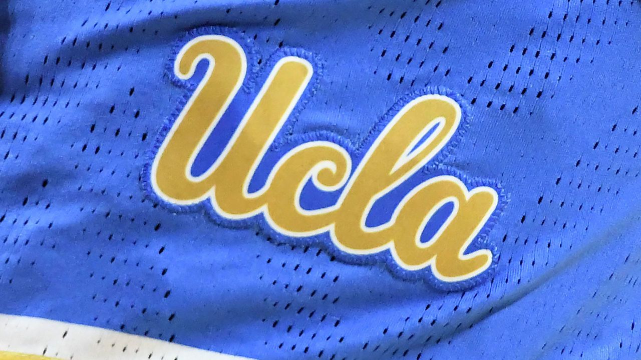 COLLEGE PARK, MD - MARCH 25: The UCLA Bruins logo on a pair of shorts during a NCAA Women's Basketball Tournament - Second Round game against the Maryland Terrapins at the Xfinity Center Center on March 25, 2019 in College Park, Maryland.
