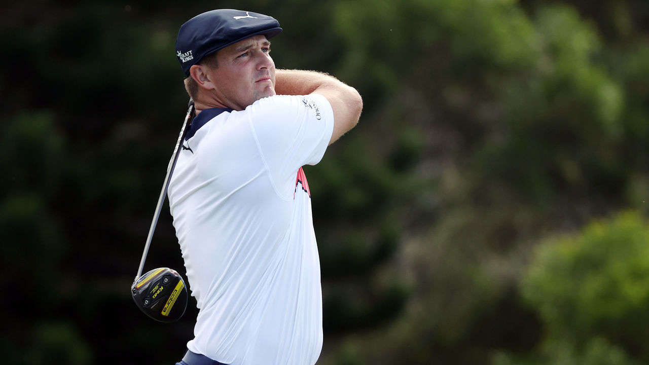 KAPALUA, HAWAII - JANUARY 07: Bryson DeChambeau of the United States plays his shot from the 18th tee during the first round of the Sentry Tournament Of Champions at the Kapalua Plantation Course on January 07, 2021 in Kapalua, Hawaii.