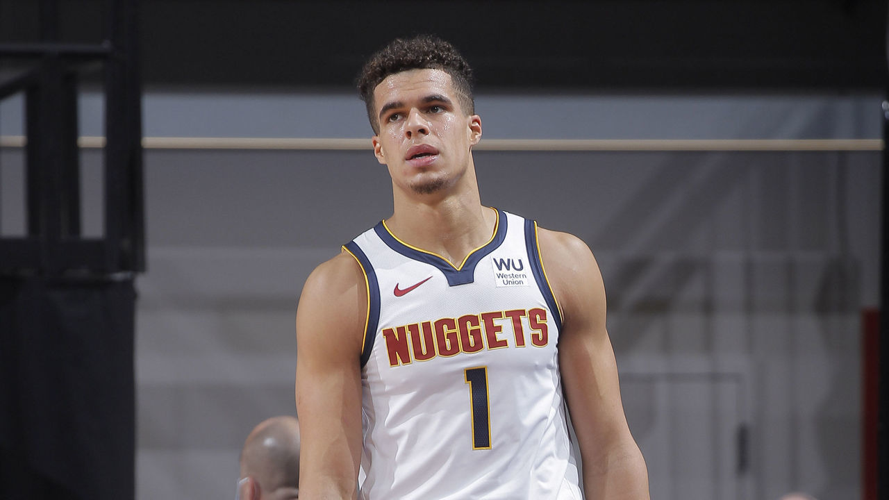 SACRAMENTO, CA - DECEMBER 29: Michael Porter Jr. #1 of the Denver Nuggets looks on during the game against the Sacramento Kings on December 29, 2020 at Golden 1 Center in Sacramento, California. NOTE TO USER: User expressly acknowledges and agrees that, by downloading and or using this photograph, User is consenting to the terms and conditions of the Getty Images Agreement. Mandatory Copyright Notice: Copyright 2020 NBAE