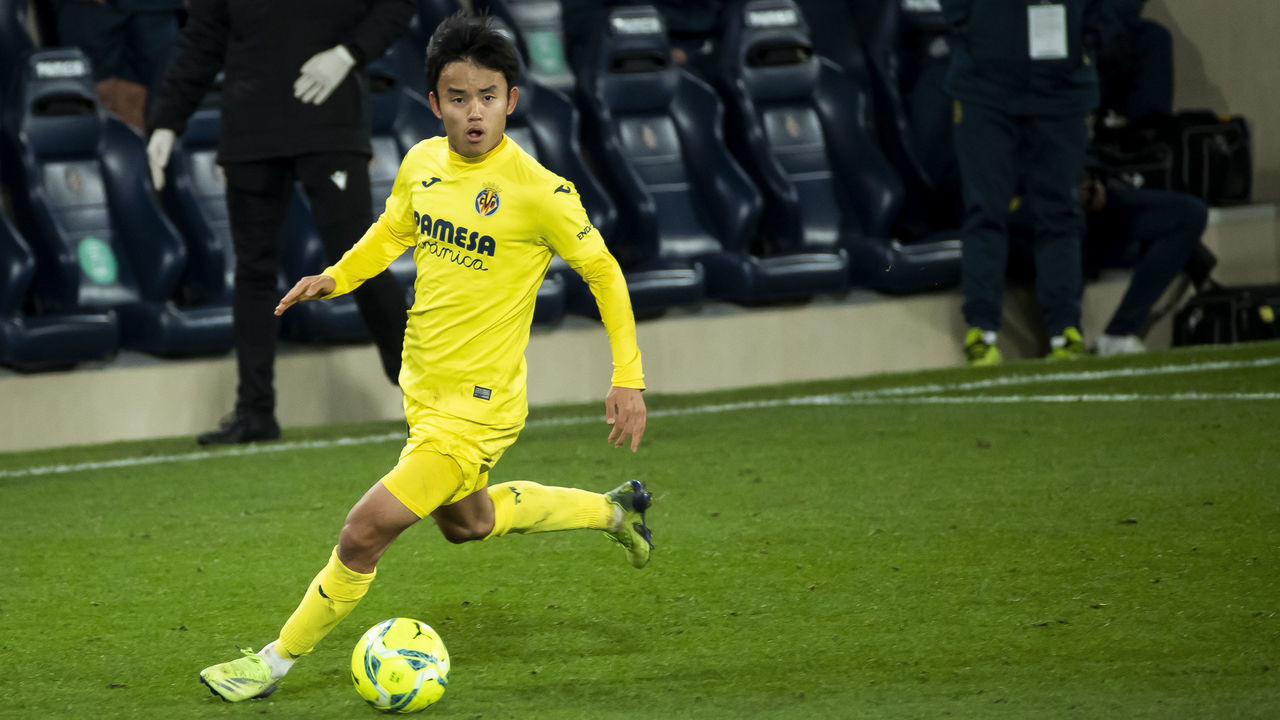 Takefusa Kubo of Villarreal CF during spanish La Liga match betwee Villarreal CF and Elche CF at La Ceramica Stadium on December 6, 2020.
