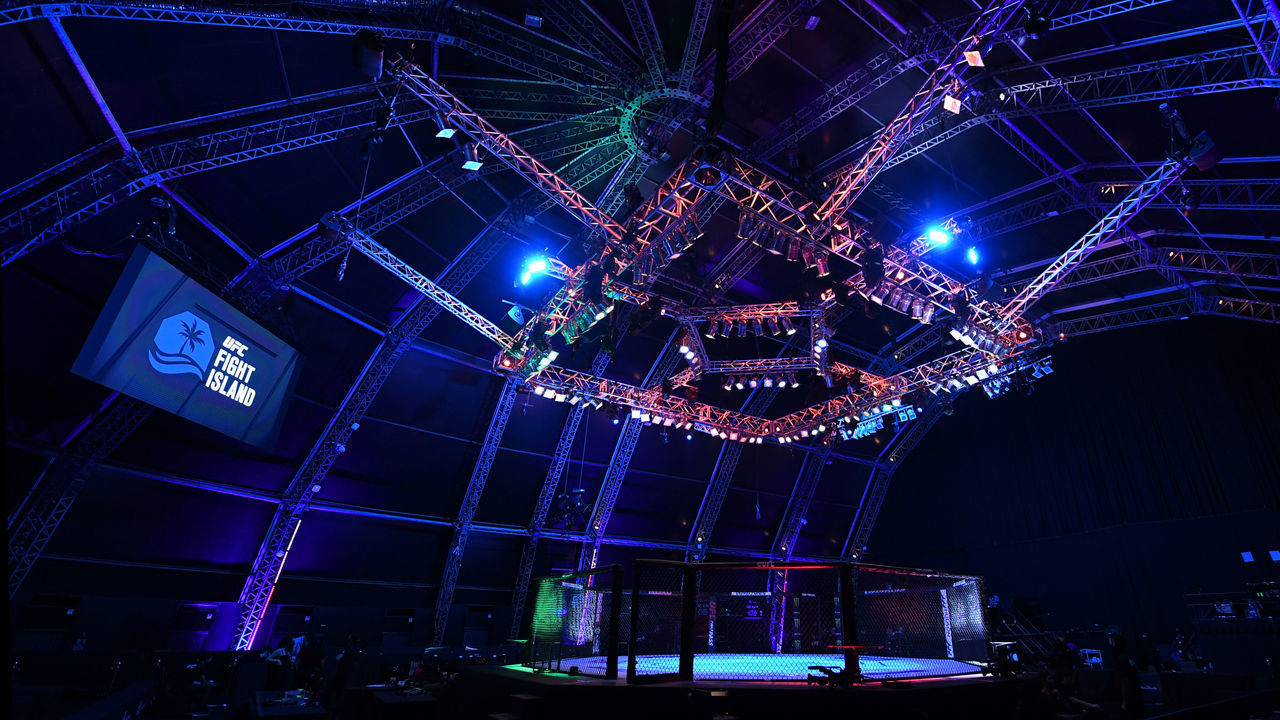 ABU DHABI, UNITED ARAB EMIRATES - OCTOBER 18: A general view of the Octagon prior to the UFC Fight Night event inside Flash Forum on UFC Fight Island on October 18, 2020 in Abu Dhabi, United Arab Emirates.
