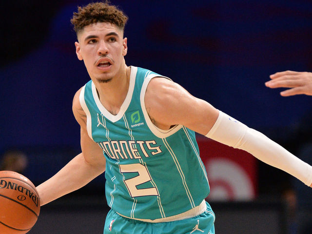 PHILADELPHIA, PA - JANUARY 2: LaMelo Ball #2 of the Charlotte Hornets handles the ball during the game against the Philadelphia 76ers on January 2, 2021 at the Wells Fargo Center in Philadelphia, Pennsylvania NOTE TO USER: User expressly acknowledges and agrees that, by downloading and/or using this Photograph, user is consenting to the terms and conditions of the Getty Images License Agreement. Mandatory Copyright Notice: Copyright 2021 NBAE