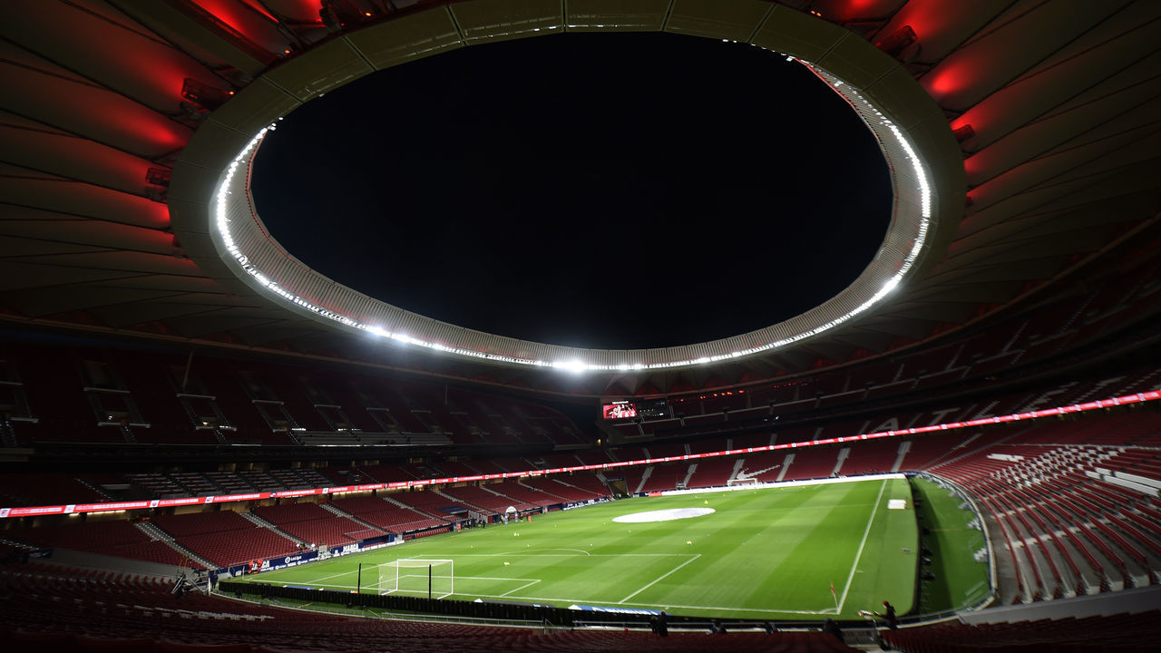 MADRID, SPAIN - DECEMBER 30: A general view of Estadio Wanda Metropolitano ahead of the La Liga Santander match between Atletico de Madrid and Getafe CF at Estadio Wanda Metropolitano on December 30, 2020 in Madrid, Spain. Sporting stadiums around Spain remain under strict restrictions due to the Coronavirus Pandemic as Government social distancing laws prohibit fans inside venues resulting in games being played behind closed doors.