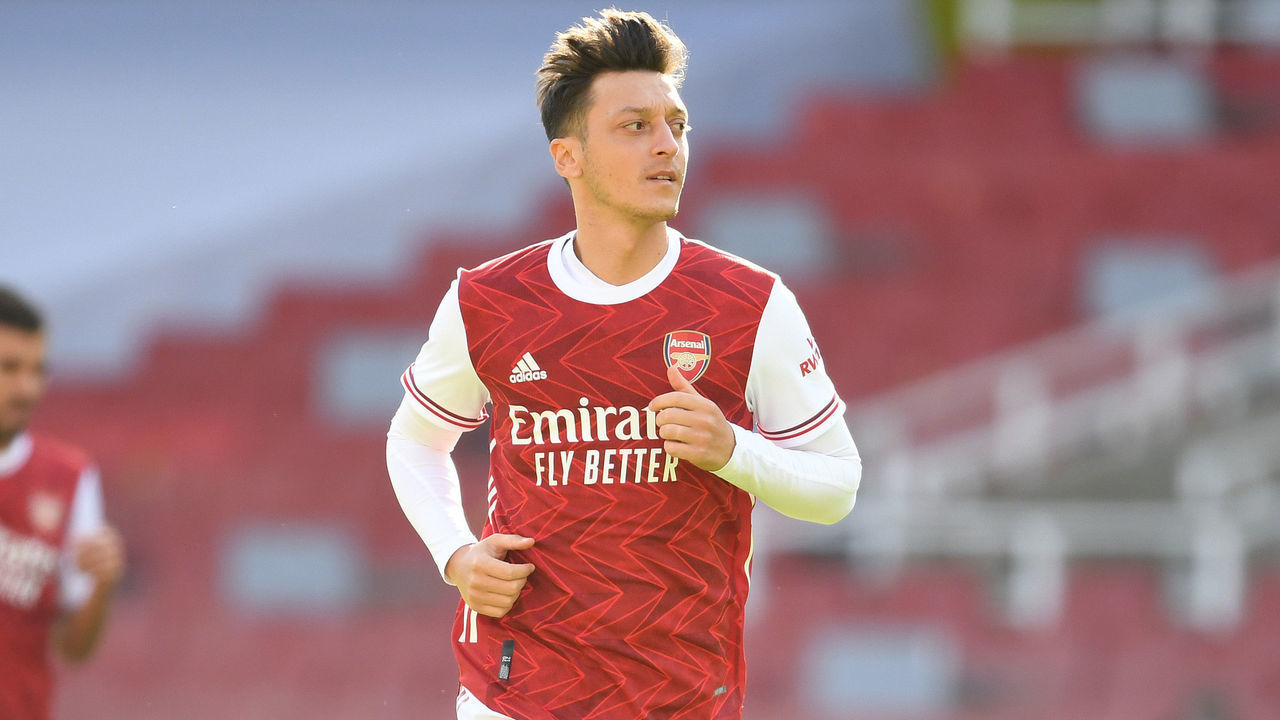 LONDON, ENGLAND - SEPTEMBER 05: Mesut Ozil of Arsenal during a pre season friendly between Arsenal and Aston Villa at Emirates Stadium on September 05, 2020 in London, England.