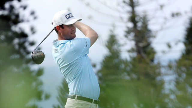 KAPALUA, HAWAII - JANUARY 09: Harris English of the United States plays his shot from the ninth tee during the third round of the Sentry Tournament Of Champions at the Kapalua Plantation Course on January 09, 2021 in Kapalua, Hawaii.