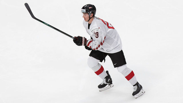 EDMONTON, AB - DECEMBER 26: Marco Rossi #23 of Austria skates against the United States during the 2021 IIHF World Junior Championship at Rogers Place on December 26, 2020 in Edmonton, Canada.