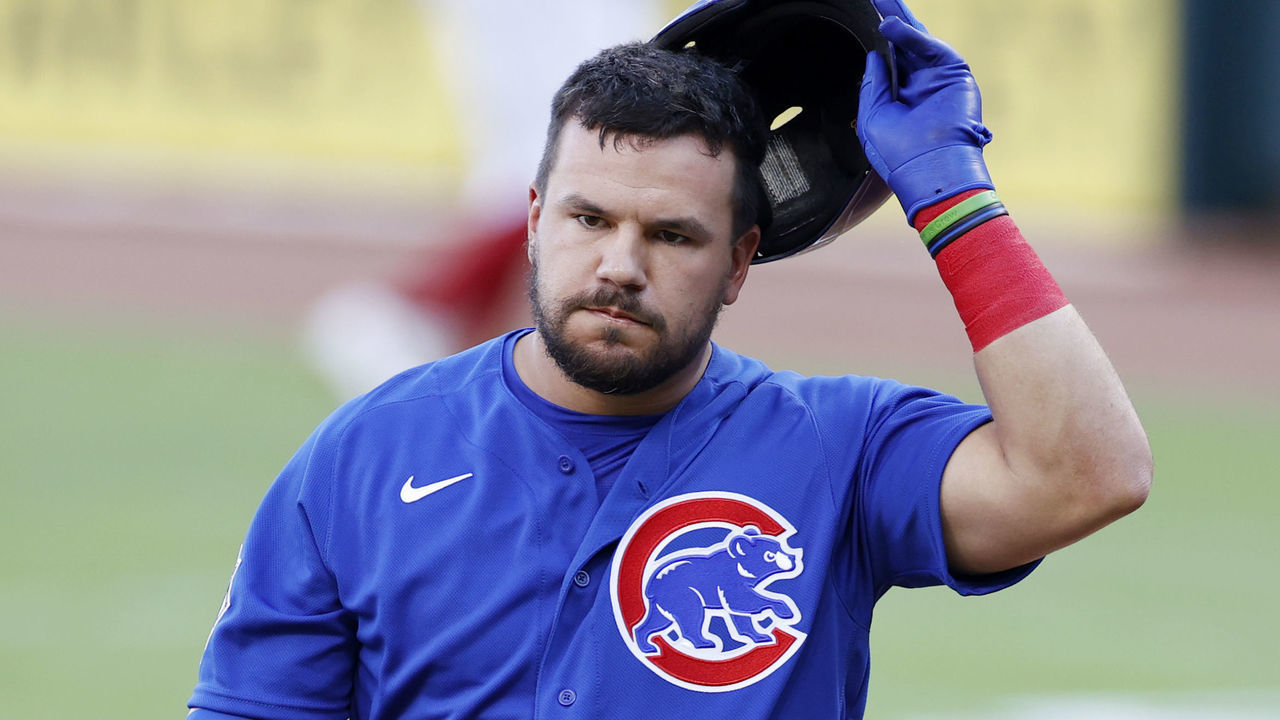 CINCINNATI, OH - JULY 29: Kyle Schwarber #12 of the Chicago Cubs walks away from the plate after striking out in the first inning against the Cincinnati Reds at Great American Ball Park on July 29, 2020 in Cincinnati, Ohio.