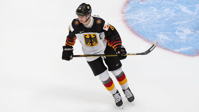 EDMONTON, AB - DECEMBER 25: Tim Stutzle #8 of Germany skates against Finland during the 2021 IIHF World Junior Championship at Rogers Place on December 25, 2020 in Edmonton, Canada.