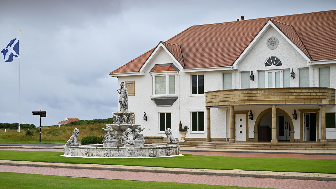 TURNBERRY, SCOTLAND - JULY 14: A general view of the golf course club house at Trump Hotel on June 14, 2020 in Turnberry, Scotland. The Trump Turnberry is planning an expansion of its resort, targeting retirees and wealthy golf enthusiasts with a planned coastal retreat which would see hundreds of private houses, luxury apartments, and retirement villas built at its world-famous Turnberry resort.
