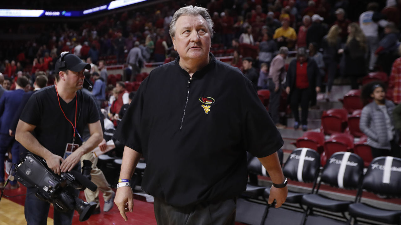 AMES, IA - MARCH 03: Head coach Bob Huggins of the West Virginia Mountaineers walks off the court after winning 77-71 over the Iowa State Cyclones at Hilton Coliseum on March 3, 2020 in Ames, Iowa. The West Virginia Mountaineers won 77-71 over the Iowa State Cyclones.