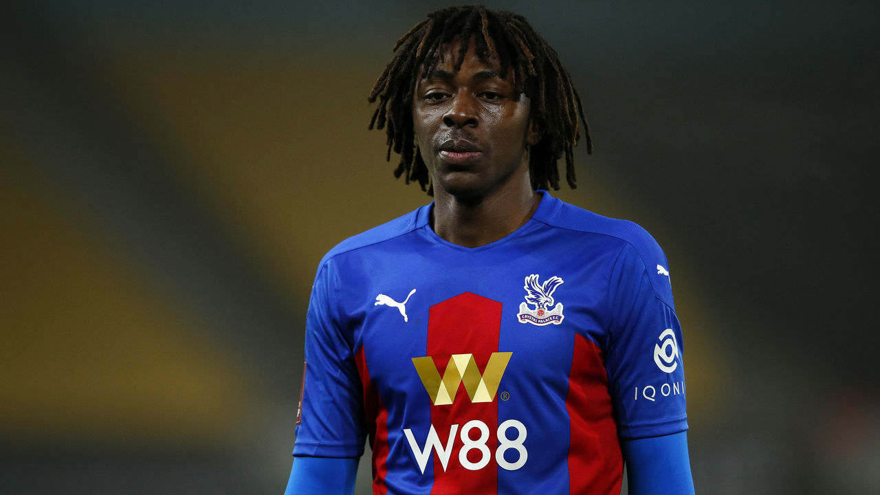 WOLVERHAMPTON, ENGLAND - JANUARY 08: Eberechi Eze of Crystal Palace looks on during the FA Cup Third Round tie between Wolverhampton Wanderers and Crystal Palace at Molineux on January 08, 2021 in Wolverhampton, England.