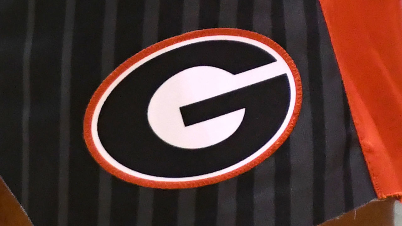 LAHAINA, HI - NOVEMBER 26: The Georgia Bulldogs logo on a pair of shorts during a second round Maui Invitation game against the Michigan State Spartans at the Lahaina Civic Center on November 26, 2019 in Lahaina, Hawaii.