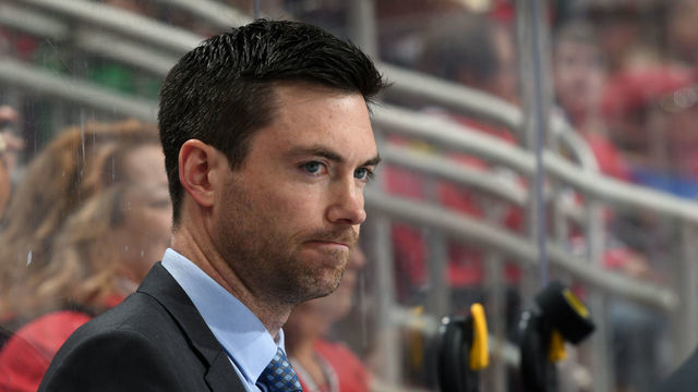 GLENDALE, ARIZONA - FEBRUARY 01: Head coach Jeremy Colliton of the Chicago Blackhawks looks on from the bench during the second period of the NHL hockey game against the Arizona Coyotes at Gila River Arena on February 01, 2020 in Glendale, Arizona.