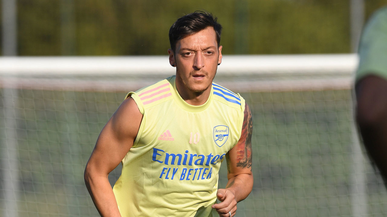 ST ALBANS, ENGLAND - SEPTEMBER 21: Mesut Ozil of Arsenal during a training session at London Colney on September 21, 2020 in St Albans, England.