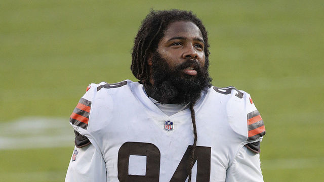 NASHVILLE, TENNESSEE - DECEMBER 06: Adrian Clayborn #94 of the Cleveland Browns leaves the field after a game against the Tennessee Titans at Nissan Stadium on December 06, 2020 in Nashville, Tennessee.