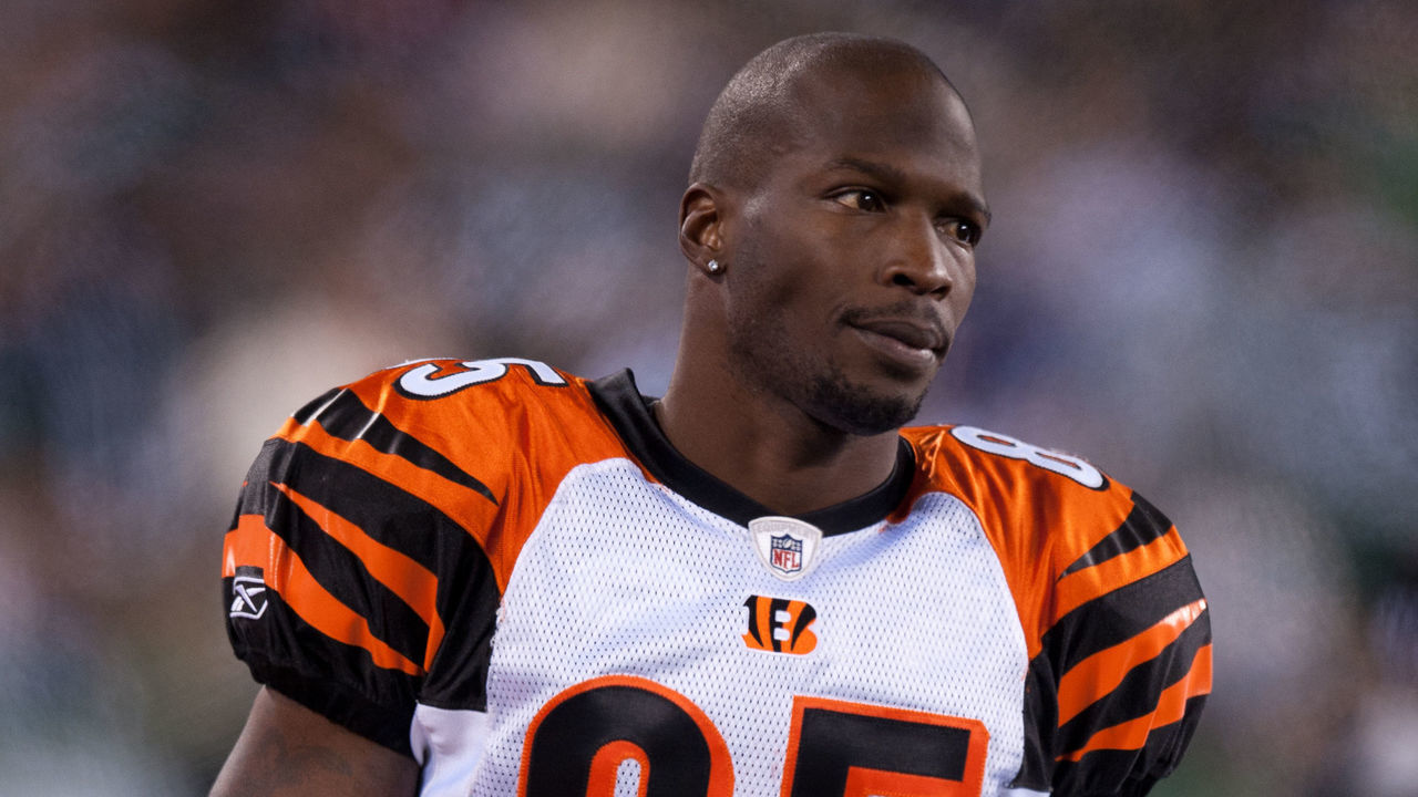 EAST RUTHERFORD, NJ - NOVEMBER 25: Chad Ochocinco #85 of the Cincinnati Bengals looks on from the bench during the game against the New York Jets on November 25, 2010 at the New Meadowlands Stadium in East Rutherford, New Jersey.The Jets defeated the Bengals 26 to 10.