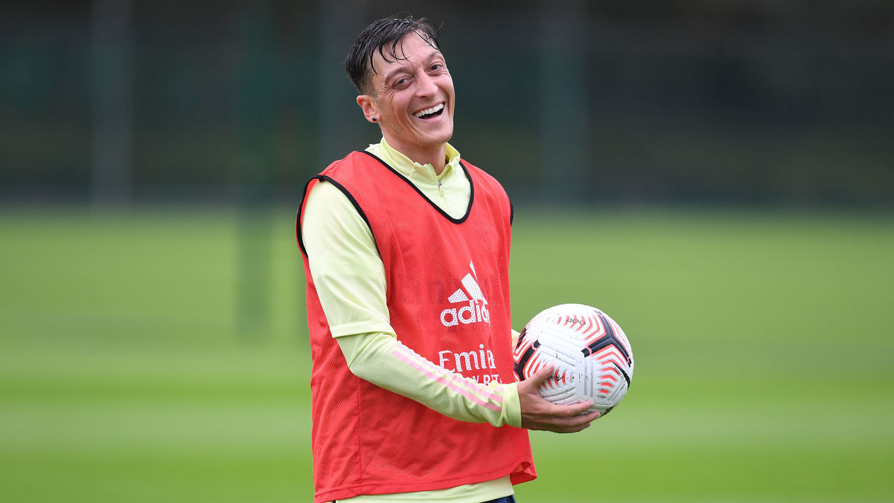 ST ALBANS, ENGLAND - SEPTEMBER 03: Mesut Ozil of Arsenal during a training session at London Colney on September 03, 2020 in St Albans, England.