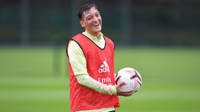 ST ALBANS, ENGLAND - SEPTEMBER 03: Mesut Ozil of Arsenal during a training session at London Colney on September 03, 2020 in St Albans, England.