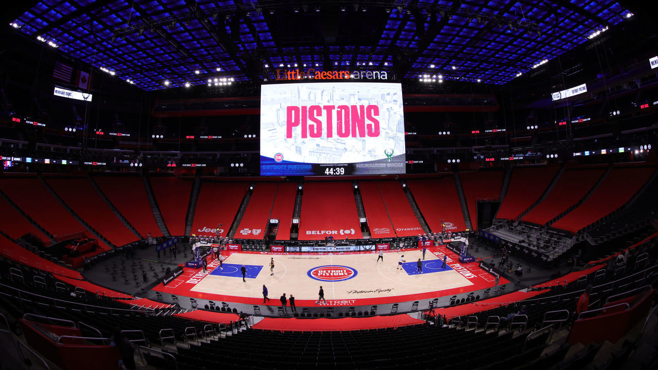 DETROIT, MICHIGAN - JANUARY 13: General view of Little Caesars Arena prior to the start of the game between the Milwaukee Bucks and the Detroit Pistons on January 13, 2021 in Detroit, Michigan.