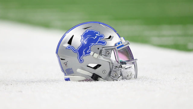 DETROIT, MI - DECEMBER 29: Detroit Lions helmet is seen on the field before the game between the Green Bay Packers and the Green Bay Packers at Ford Field on December 29, 2019 in Detroit, Michigan.