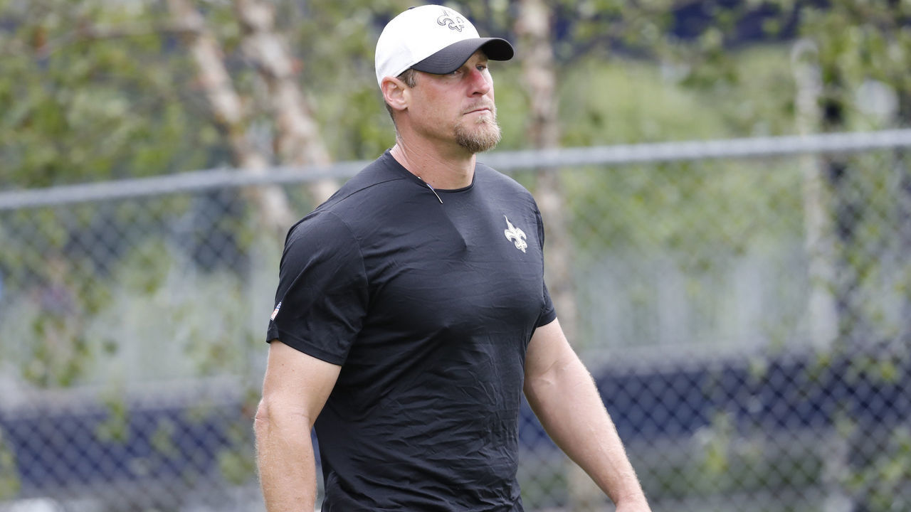 10 August 2016: New Orleans Saints assistant head coach / tight ends Dan Campbell during a joint New England Patriots - New Orleans Saints training camp practice at Gillette Stadium in Foxborough, Massachusetts. (Photograph by Fred Kfoury III/Icon Sportswire via Getty Images)