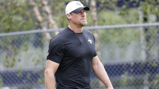 10 August 2016: New Orleans Saints assistant head coach / tight ends Dan Campbell during a joint New England Patriots - New Orleans Saints training camp practice at Gillette Stadium in Foxborough, Massachusetts. (Photograph by Fred Kfoury III/Icon Sportswire via Getty Images)