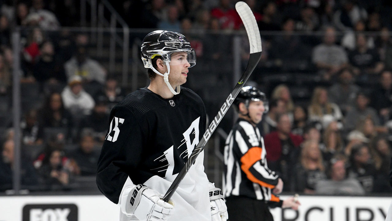 LOS ANGELES, CA - FEBRUARY 29: Los Angeles Kings Defenceman Ben Hutton (15) during a stoppage in play on February 29, 2020, at the Staples Center in Los Angeles, CA.