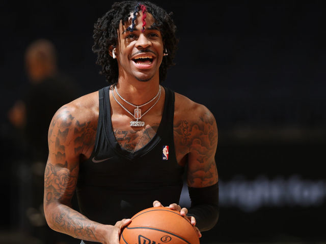 MEMPHIS, TN - JANUARY 3: Ja Morant #12 of the Memphis Grizzlies smiles before the game against the Los Angeles Lakers on January 3, 2021 at FedExForum in Memphis, Tennessee. Mandatory Copyright Notice: Copyright 2021 NBAE