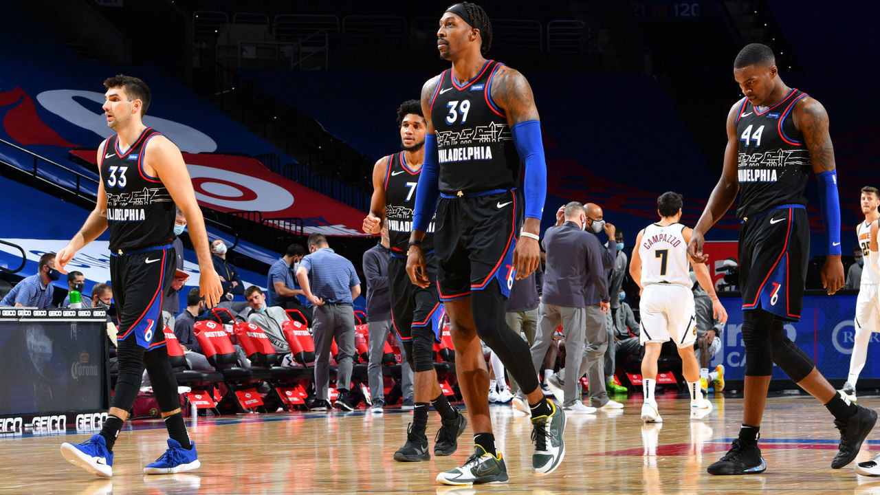 PHILADELPHIA, PA - JANUARY 9: The Philadelphia 76ers looks on during the game against the Denver Nuggets on January 9, 2021 at the Wells Fargo Center in Philadelphia, Pennsylvania NOTE TO USER: User expressly acknowledges and agrees that, by downloading and/or using this Photograph, user is consenting to the terms and conditions of the Getty Images License Agreement. Mandatory Copyright Notice: Copyright 2021 NBAE