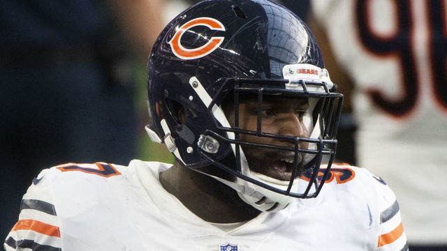 MINNEAPOLIS, MN - DECEMBER 20: Mario Edwards #97 of the Chicago Bears stands on the sidelines in the third quarter of the game against the Minnesota Vikings at U.S. Bank Stadium on December 20, 2020 in Minneapolis, Minnesota.