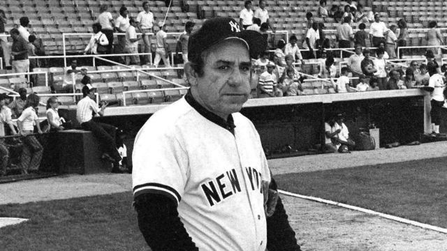 CHICAGO - UNDATED 1978: Yogi Berra of the New York Yankees looks on before a MLB game at Comiskey Park in Chicago, Illinois. Berra played for the New York Yankees from 1974-79.