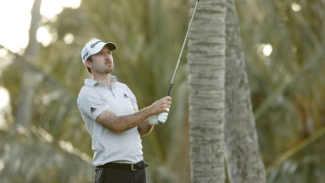 HONOLULU, HAWAII - JANUARY 15: Nick Taylor of Canada watches his shot from the seventh tee during the second round of the Sony Open in Hawaii at the Waialae Country Club on January 15, 2021 in Honolulu, Hawaii.