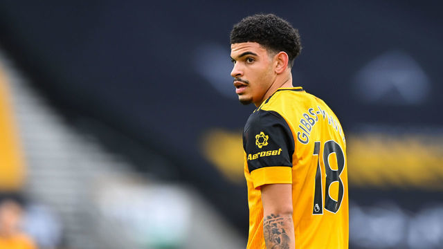 WOLVERHAMPTON, ENGLAND - JANUARY 16: Morgan Gibbs-White of Wolverhampton Wanderers during the Premier League match between Wolverhampton Wanderers and West Bromwich Albion at Molineux on January 16, 2021 in Wolverhampton, United Kingdom. Sporting stadiums around England remain under strict restrictions due to the Coronavirus Pandemic as Government social distancing laws prohibit fans inside venues resulting in games being played behind closed doors.