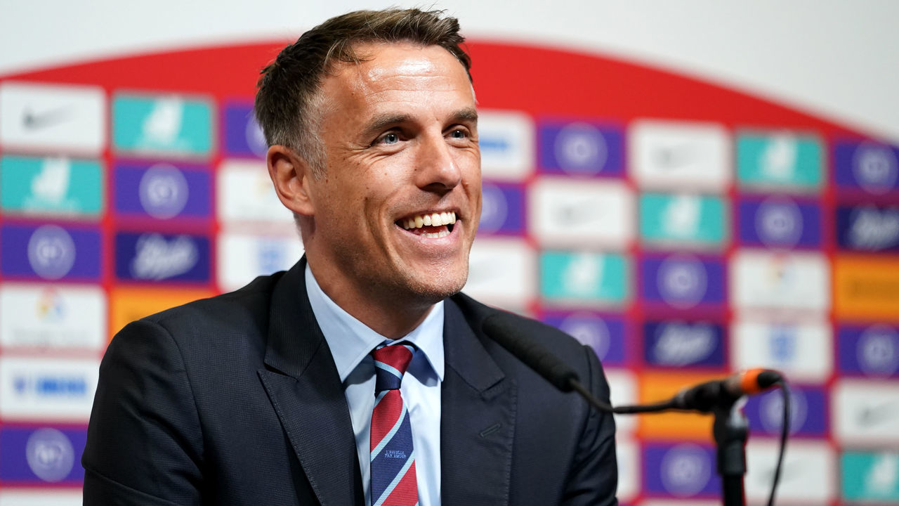 England Women Head Coach Phil Neville during the press conference at Wembley Stadium, London.