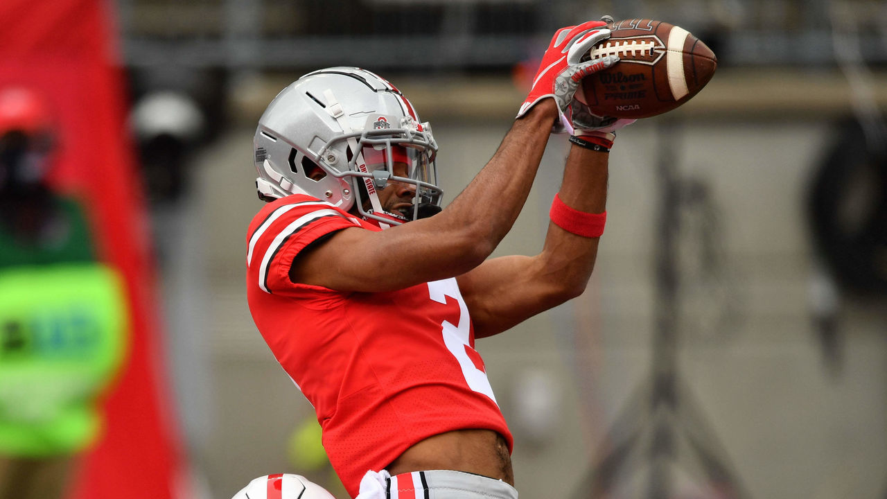 COLUMBUS, OH - OCTOBER 24: Chris Olave #2 of the Ohio State Buckeyes in action against the Nebraska Cornhuskers at Ohio Stadium on October 24, 2020 in Columbus, Ohio.