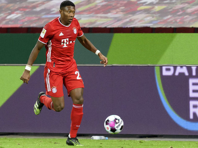 LEVERKUSEN, GERMANY - DECEMBER 19: (BILD ZEITUNG OUT) David Alaba of Bayern Muenchen controls the ball during the Bundesliga match between Bayer 04 Leverkusen and FC Bayern Muenchen at BayArena on December 19, 2020 in Leverkusen, Germany.