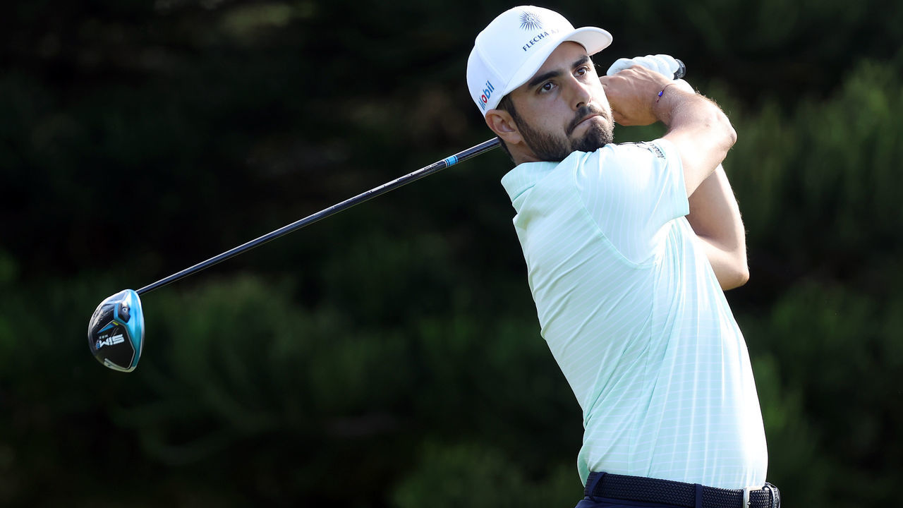KAPALUA, HAWAII - JANUARY 07: Abraham Ancer of Mexico plays his shot from the 18th tee during the first round of the Sentry Tournament Of Champions at the Kapalua Plantation Course on January 07, 2021 in Kapalua, Hawaii.