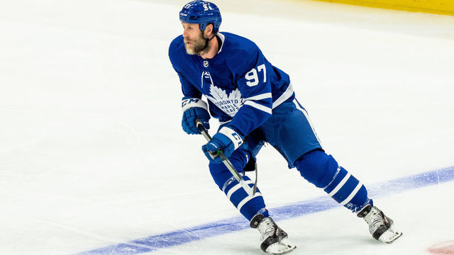 TORONTO, ON - JANUARY 18: Toronto Maple Leafs center Joe Thornton #97 skates against the Winnipeg Jets during the first period at the Scotiabank Arena on January 18, 2021 in Toronto, Ontario, Canada.