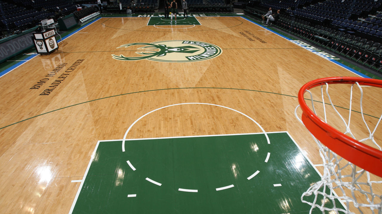 MILWAUKEE, WI - JANUARY 17: A general overall view of the court prior to the game of the Miami Heat against the Milwaukee Bucks on January 17, 2018 at the BMO Harris Bradley Center in Milwaukee, Wisconsin. Mandatory Copyright Notice: Copyright 2018 NBAE