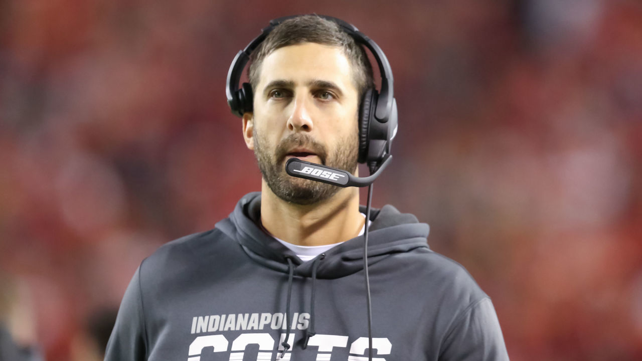 KANSAS CITY, MO - OCTOBER 06: Indianapolis Colts offensive coordinator Nick Sirianni in the third quarter of an NFL matchup between the Indianapolis Colts and Kansas City Chiefs on October 6, 2019 at Arrowhead Stadium in Kansas City, MO.