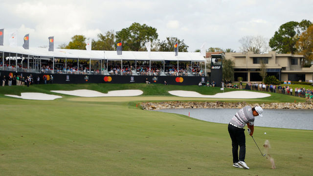 ORLANDO, FLORIDA - MARCH 08: Sungjae Im of South Korea plays a shot 18during the final round of the Arnold Palmer Invitational Presented by MasterCard at the Bay Hill Club and Lodge on March 08, 2020 in Orlando, Florida.