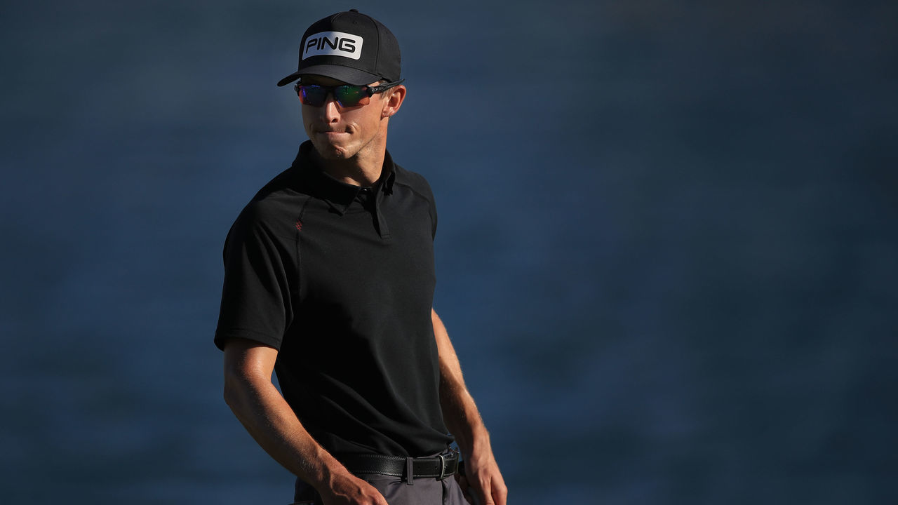 LA QUINTA, CALIFORNIA - JANUARY 21: Brandon Hagy finishes his round on the 18th green during the first round of The American Express tournament on the Jack Nicklaus Tournament Course at PGA West on January 21, 2021 in La Quinta, California.