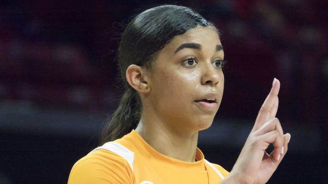 COLLEGE PARK, MD - MARCH 23: Tennessee Lady Vols guard Evina Westbrook (2) at the free throw line during a NCAA Div. 1 Women's championship first round game between the Tennessee Lady Vols and UCLA Bruins on March 23, 2019, at Xfinity Center, in College Park, Maryland.