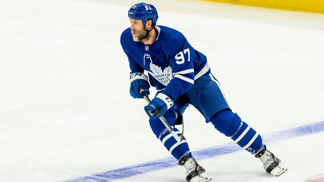 TORONTO, ON - JANUARY 18: Toronto Maple Leafs center Joe Thornton #97 skates against the Winnipeg Jets during the first period at the Scotiabank Arena on January 18, 2021 in Toronto, Ontario, Canada.
