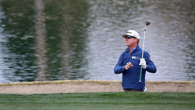 LA QUINTA, CALIFORNIA - JANUARY 20: Charley Hoffman of the United States plays his shot from a bunker prior to The American Express on January 20, 2021 in La Quinta, California.