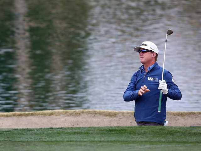 LA QUINTA, CALIFORNIA - JANUARY 20: Charley Hoffman of the United States plays his shot from a bunker prior to The American Express on January 20, 2021 in La Quinta, California.