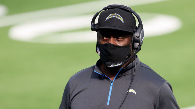 INGLEWOOD, CALIFORNIA - DECEMBER 27: Head coach Anthony Lynn of the Los Angeles Chargers looks on prior to a game against the Denver Broncos at SoFi Stadium on December 27, 2020 in Inglewood, California.