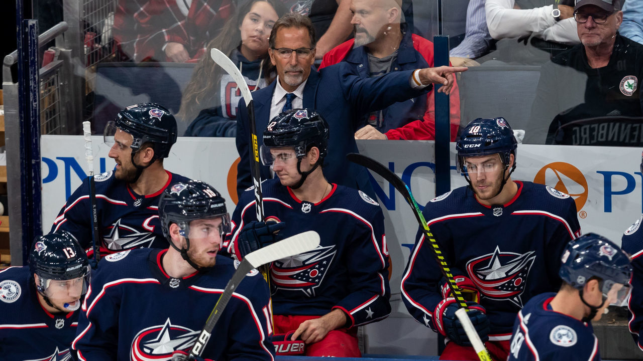 COLUMBUS, OH - OCTOBER 07: Head coach John Tortorella of the Columbus Blue Jackets reacts during NHL game action between the Buffalo Sabres and the Columbus Blue Jackets at Nationwide Arena on October 7, 2019 in Columbus, OH.