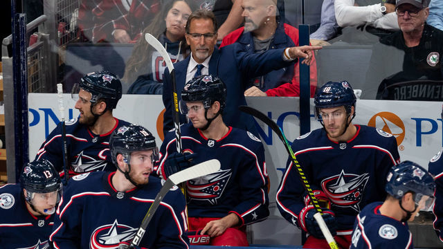 COLUMBUS, OH - OCTOBER 07: Head coach John Tortorella of the Columbus Blue Jackets reacts during NHL game action between the Buffalo Sabres and the Columbus Blue Jackets at Nationwide Arena on October 7, 2019 in Columbus, OH.