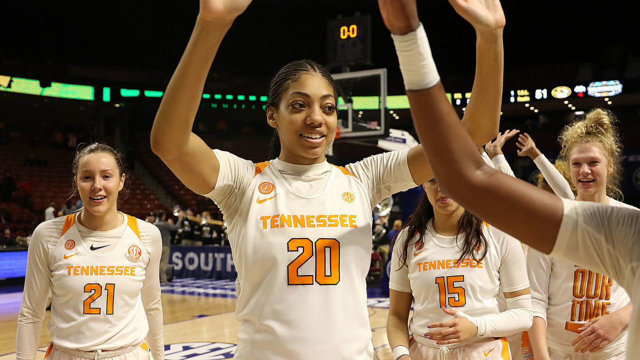 GREENVILLE, SC - MARCH 05: Tamari Key (20) of Tennessee during the SEC Women's College basketball tournament game between the Tennessee Volunteers and the Missouri Tigers on March 5, 2020, at Bon Secours Wellness Arena in Greenville, S.C.